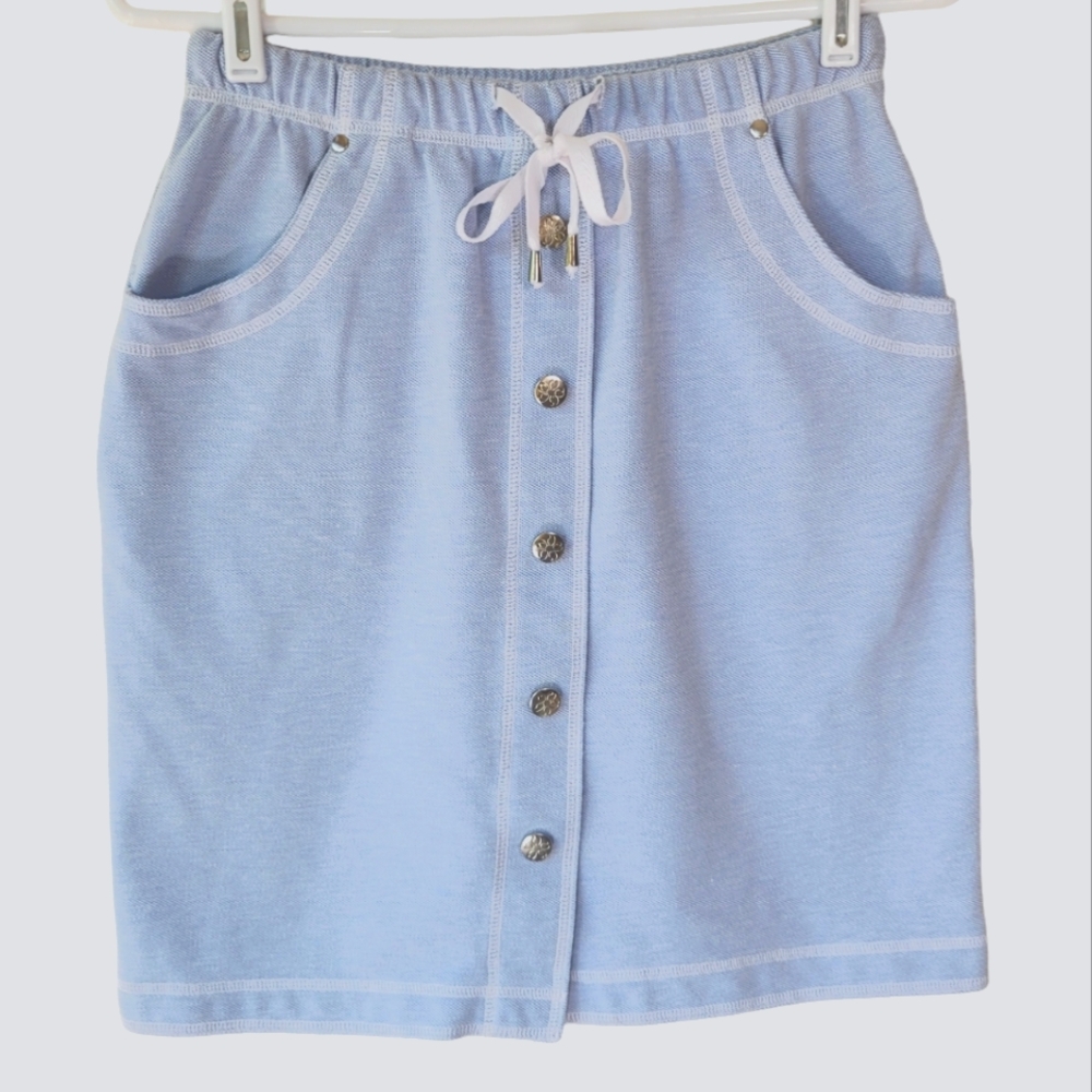 Light Blue Button-Front Skirt